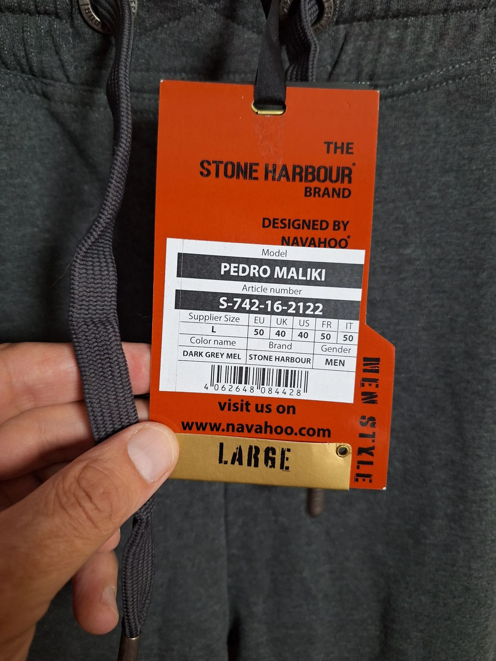 Calça de jogging cinza antracita Stone Harbour homem tamanho G nova – photo 5